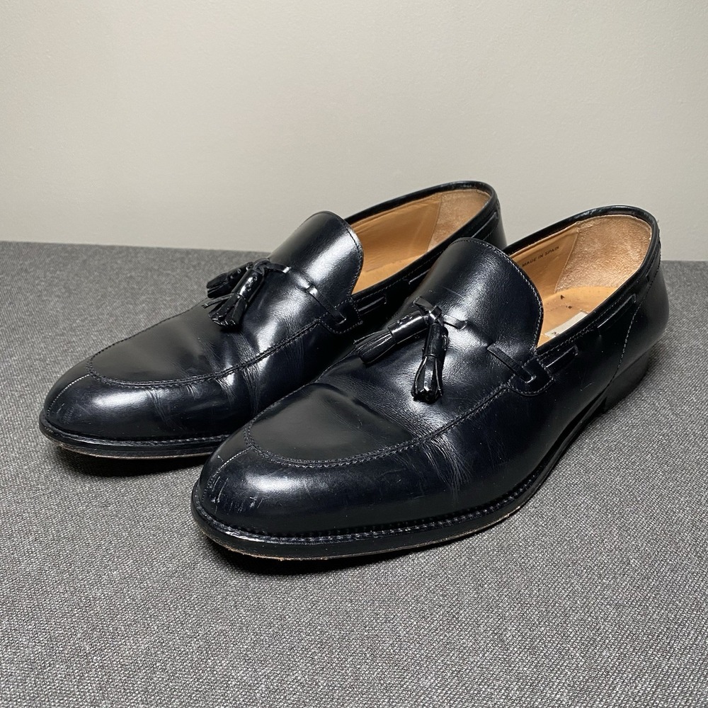 Magnanni Tassel Loafer Dress Shoes 11.5M Split Apron Toe Black 6003 Spain